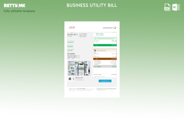 модерен стил Шаблон за деловни сметки за зелени комунални услуги